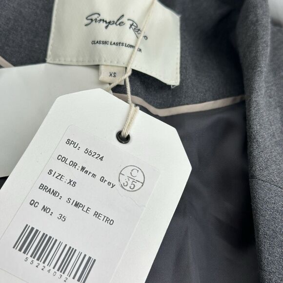 simple retro gray 2 button career business blazer Size XS - Picture 5 of 7
